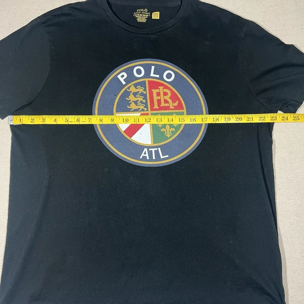 Polo Ralph Lauren Mens XL ATL Crest Custom Slim Fit Black T-shirt Preppy Atlanta